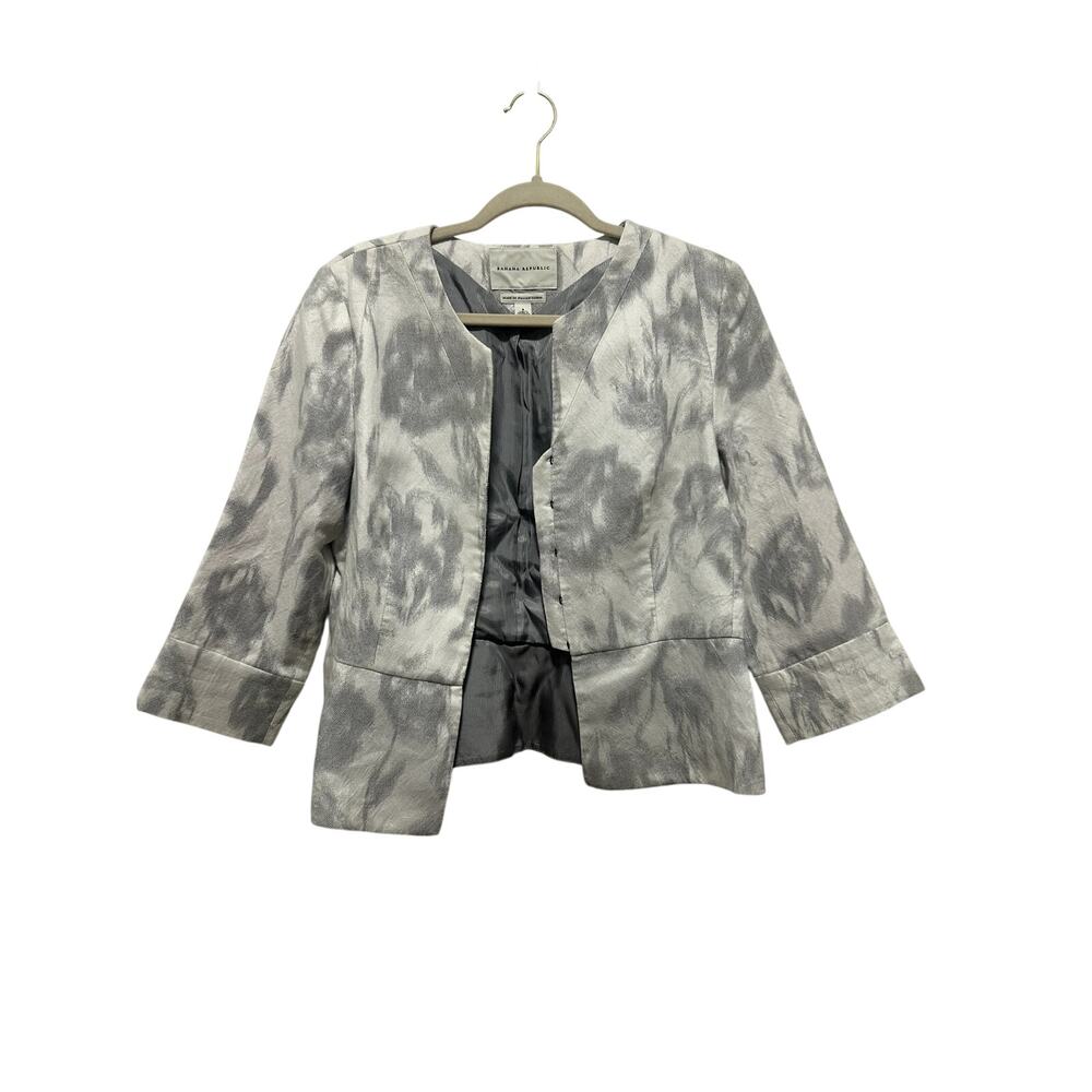 Banana Republic Linen Blend Italian Fabric Peplum Floral Blazer 8